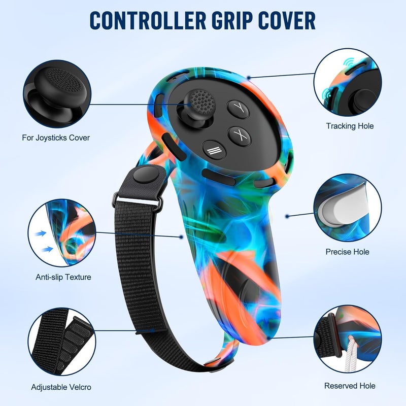 ms cleo Silicone Cover Set Compatible with Meta/Oculus Quest 3s Accessories, Silicone Face Cover, Controller Grip Cover, Camera Lens Protector, VR Shell Cover, Protective Lens Cover, Not Fit Quest 3 - Image 3